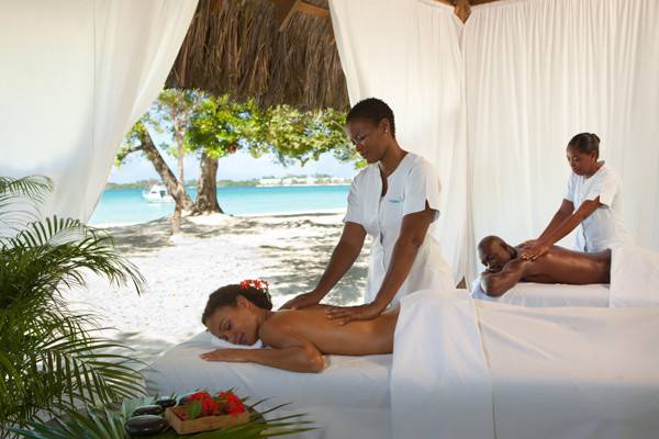 The couple having a relaxing massage