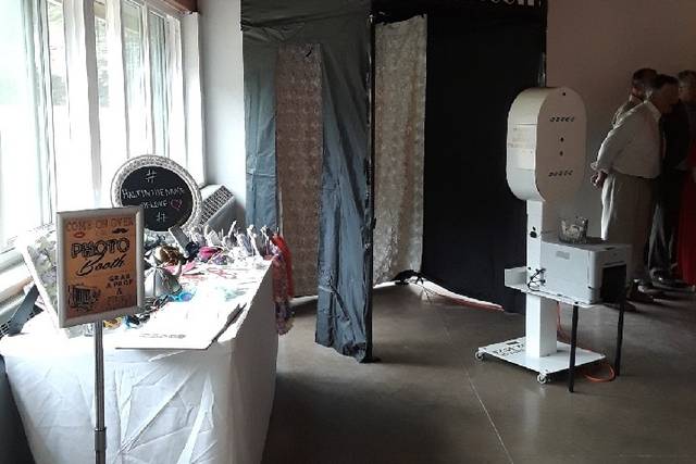 Black enclosed booth