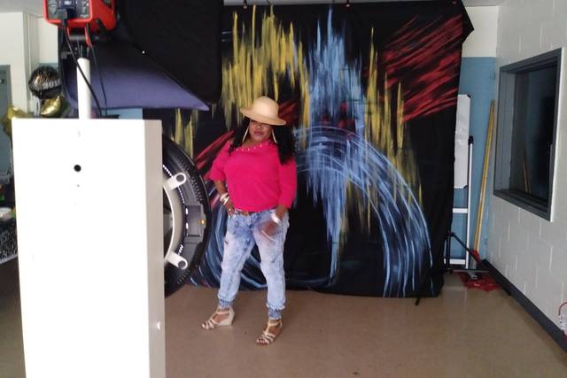 Social booth with backdrop