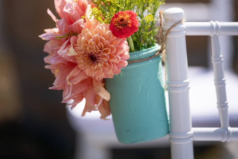 Dahlias, zinnias, and solidago