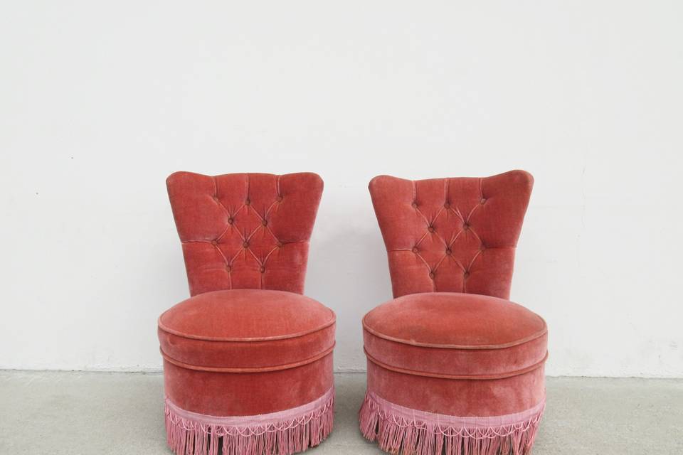 Vintage Pink Velvet Chairs