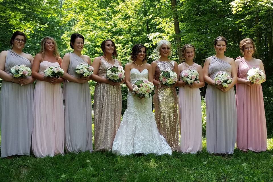 Bride and her bridesmaids