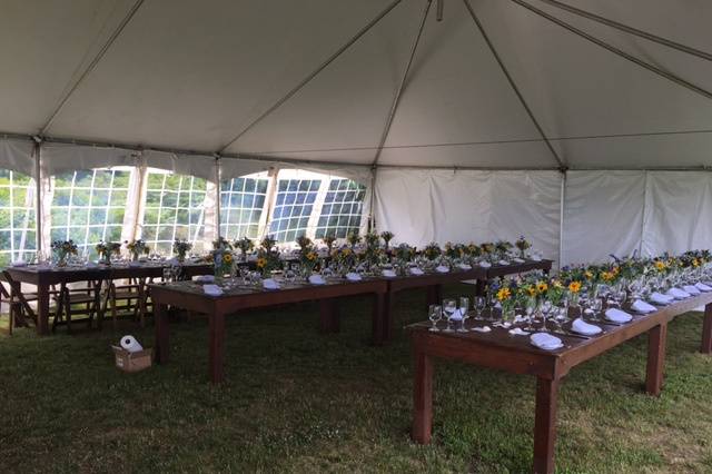 Tables under the tent
