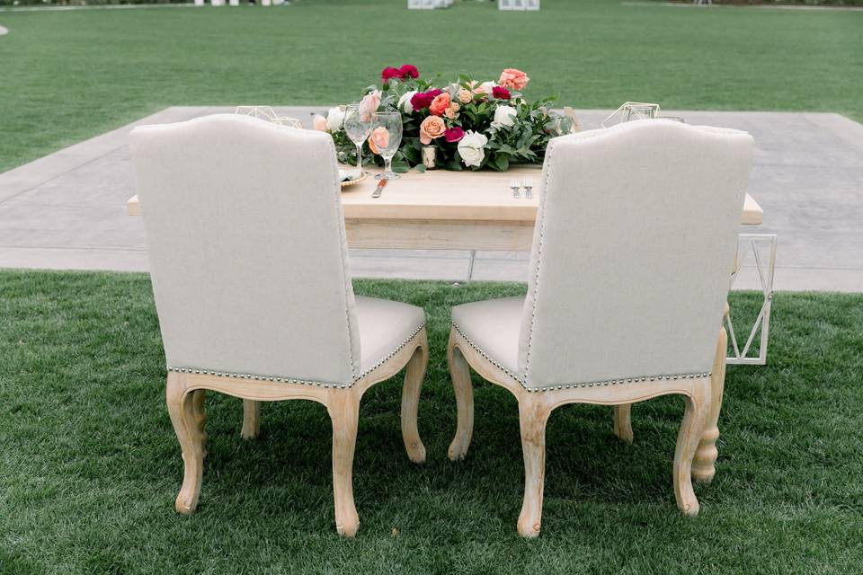 Sweetheart table and chairs