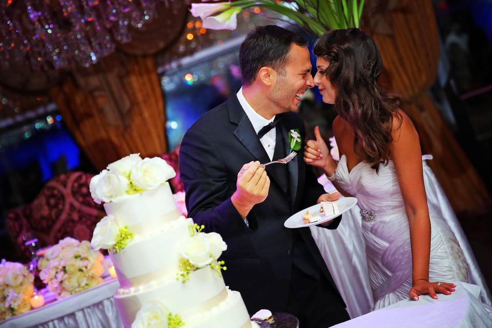 Cake cutting and smiles