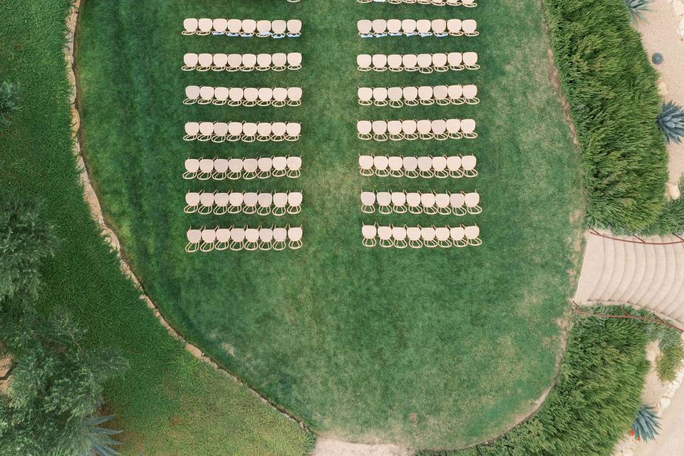 Aerial view of Villa de Lucca