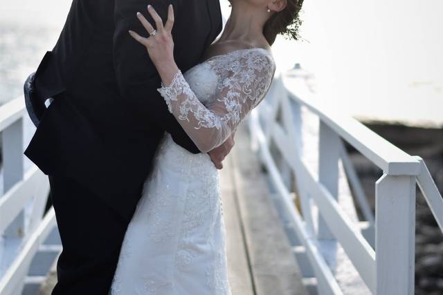 A lighthouse wedding portrait