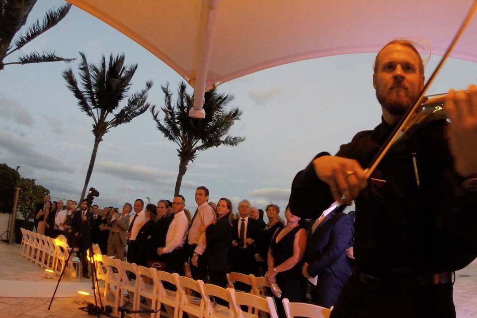 Jared Violin at the wedding ceremony