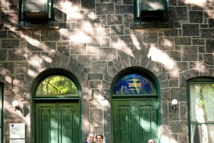 Couple with bridesmaid and groomsmen