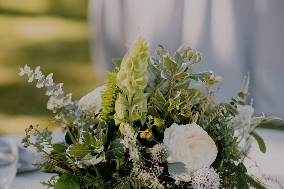 Table setup with centerpiece