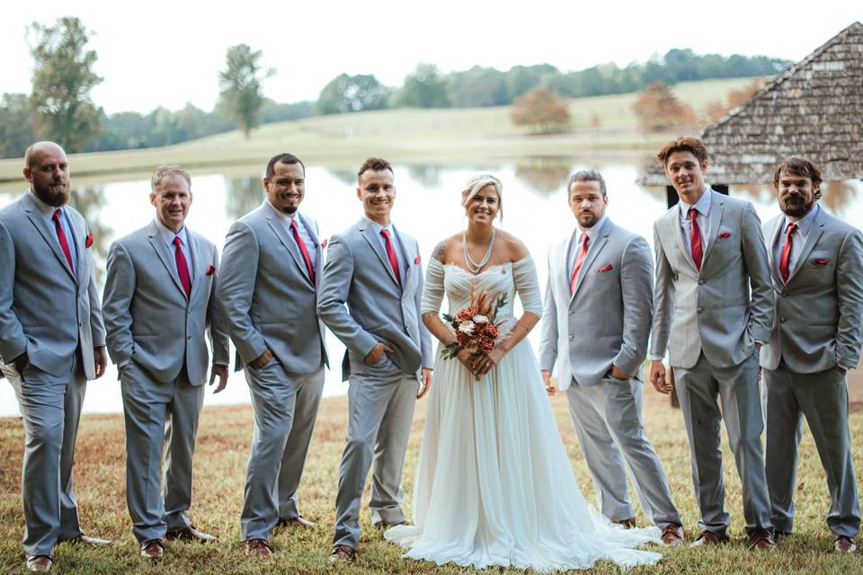 Bride with groomsmen