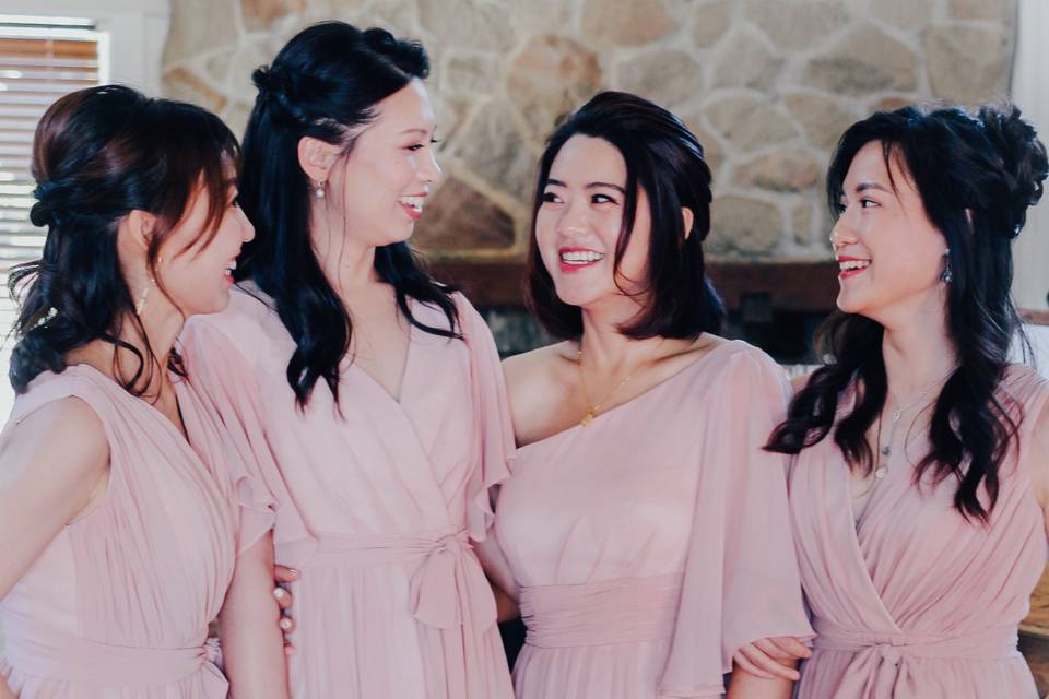 Bride and bridesmaids