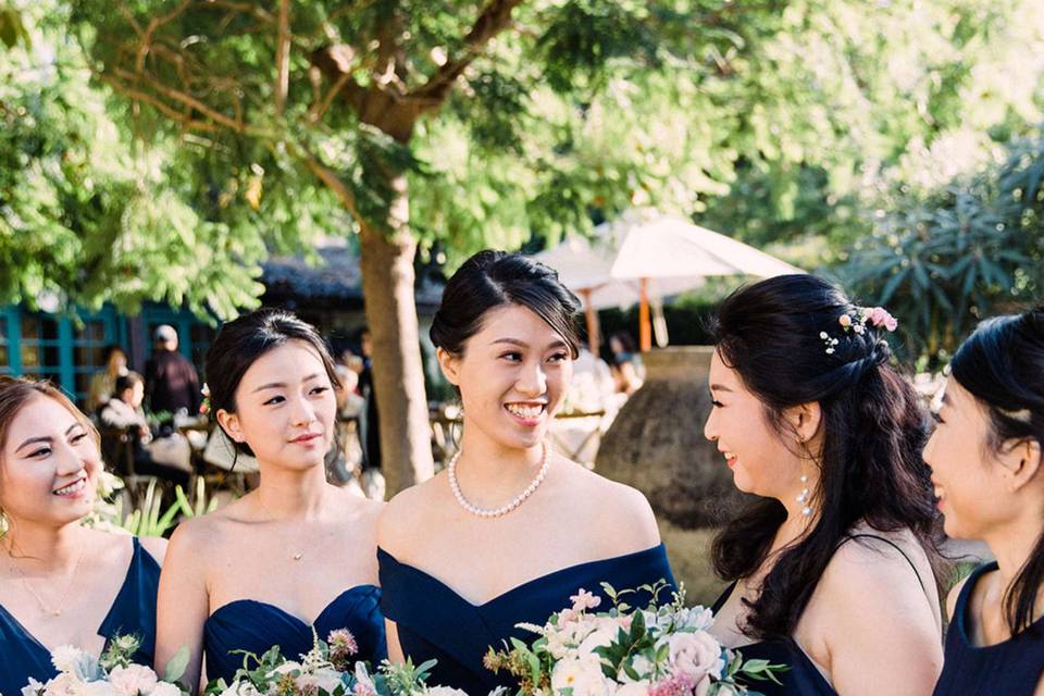 Bride and bridesmaids