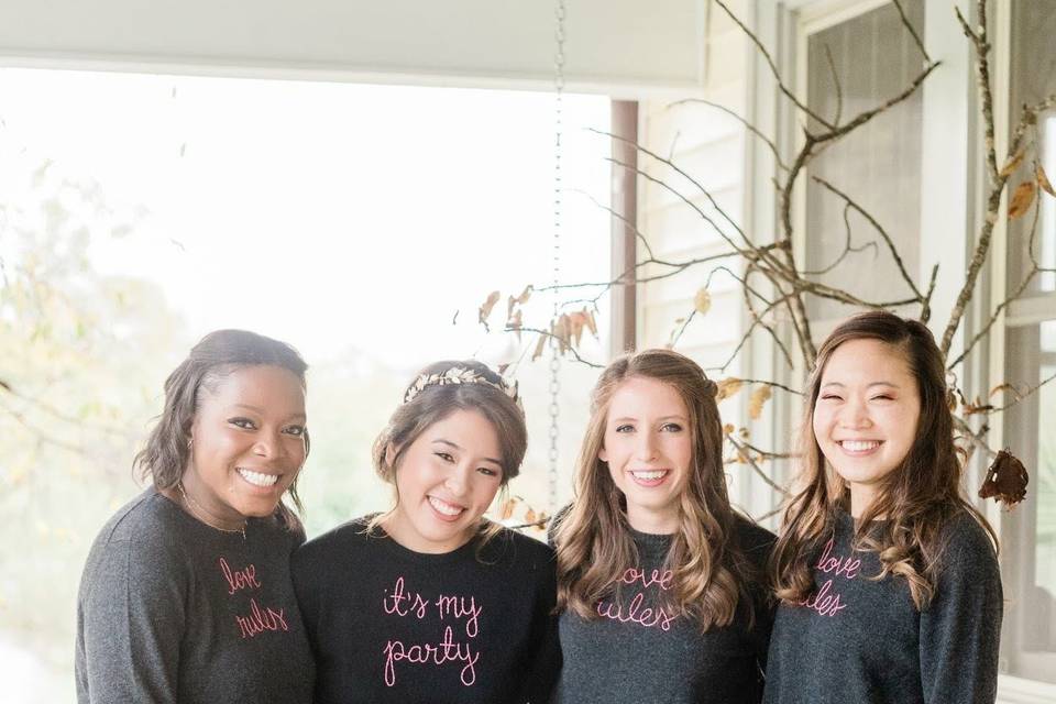 Bridal party hair styling