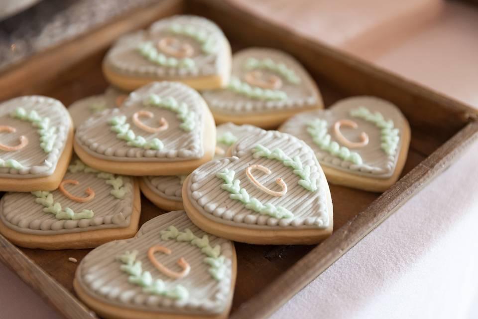 Monogram heart cookies