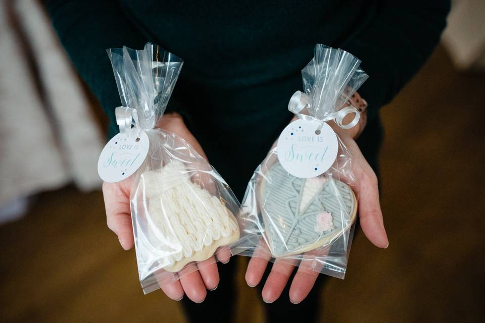 Bride and groom wedding favors