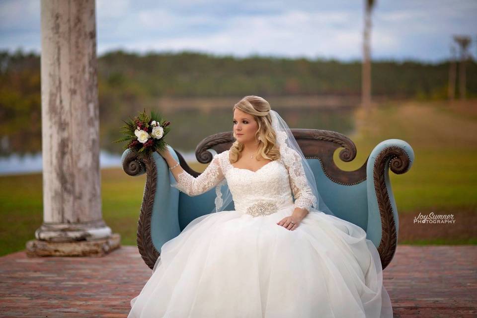 Bride on the chaise lounge