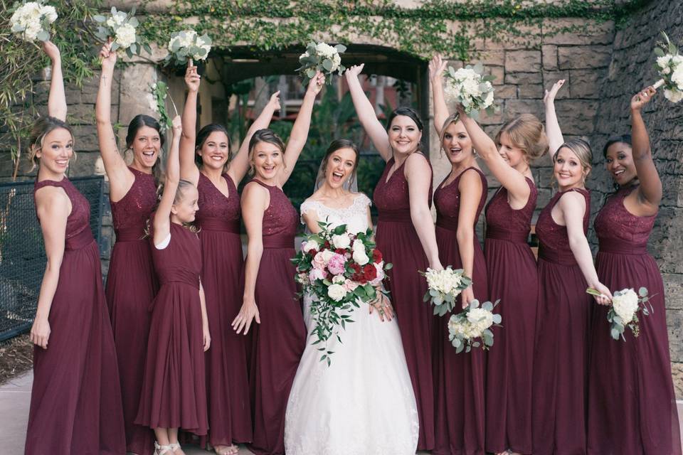 Bride and bridesmaids