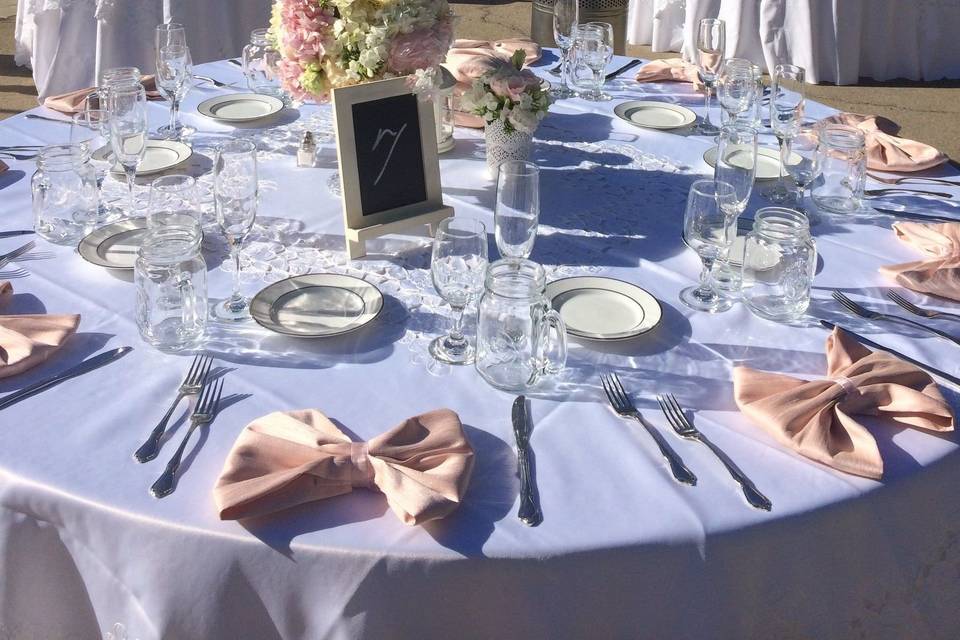 Table setup with centerpiece