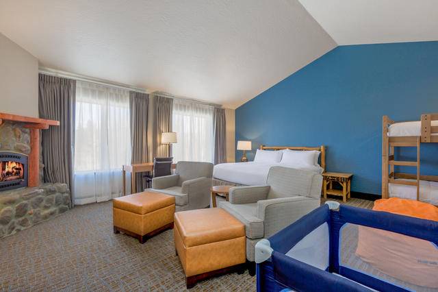 Known as our family suite, including bunk beds, board games, bean bag chairs, and a giant king bed.