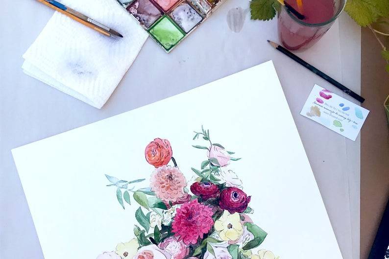 Watercolor bouquet preservation