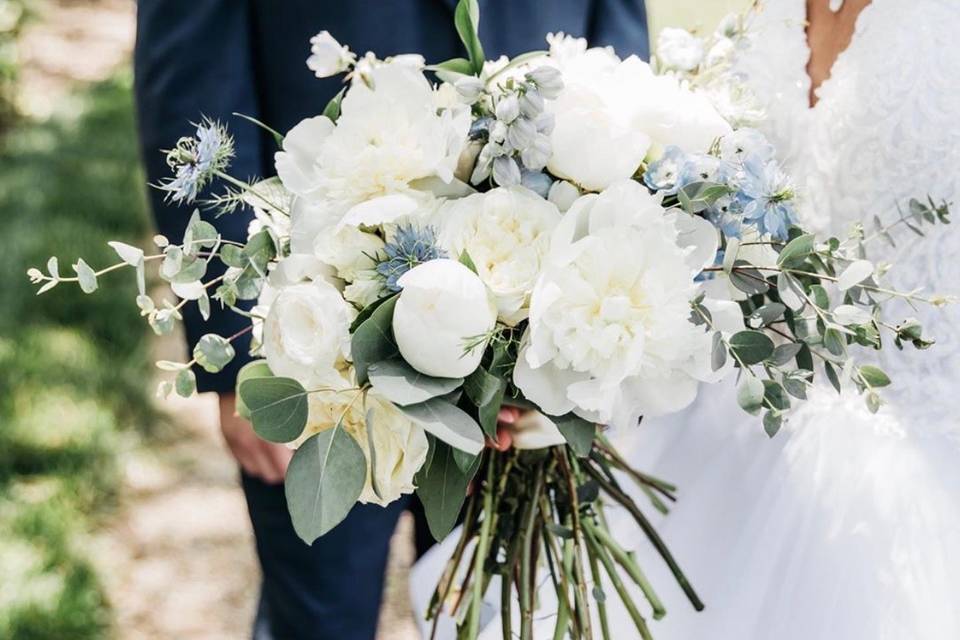 Bridal white and blue