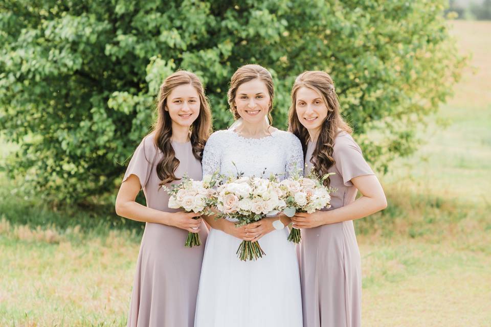 Bride with bridesmaids