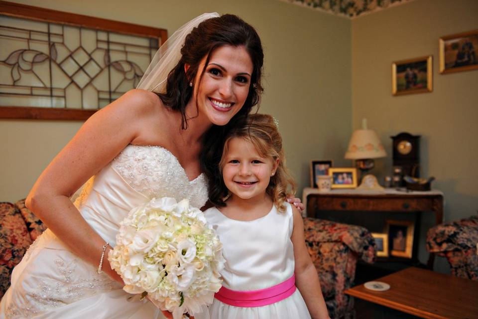 The bride and a flower girl