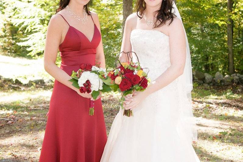 The bride and bridesmaid