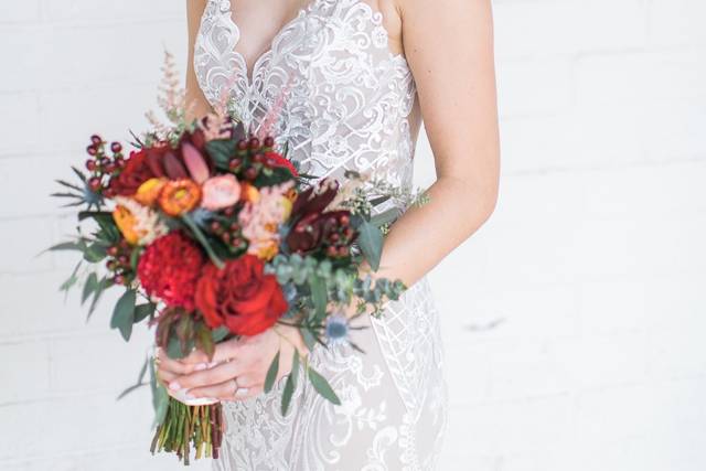 Bride and bouquet