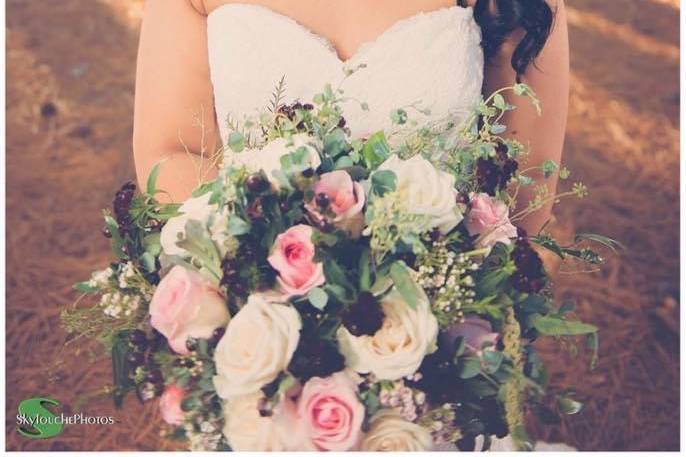 Gorgeous newlywed with bouquet