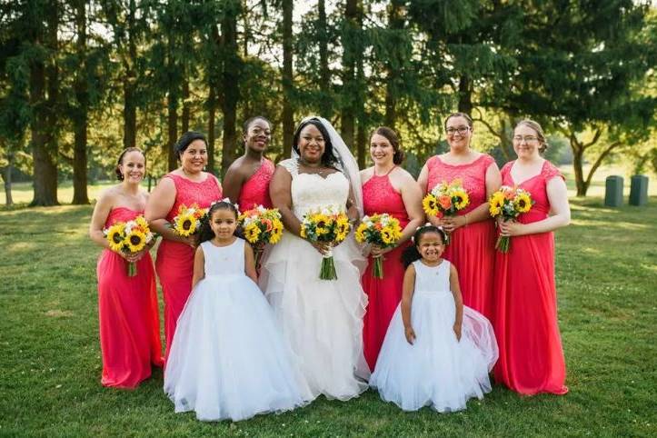 Sunflower bridal party