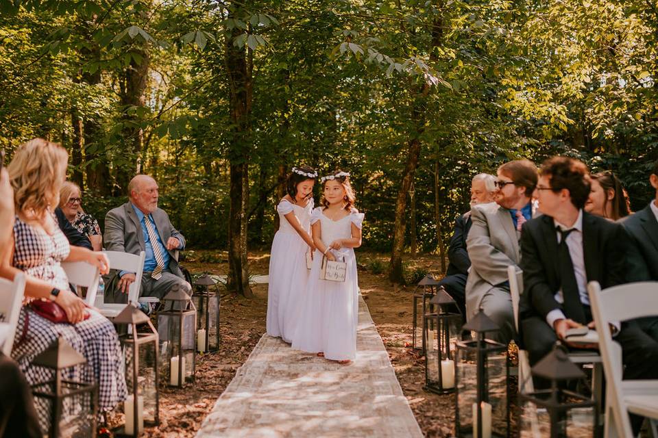 Flower girls down the aisle