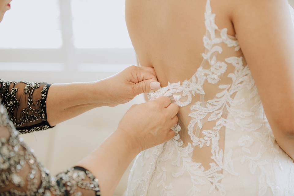 Mom helping with the dress