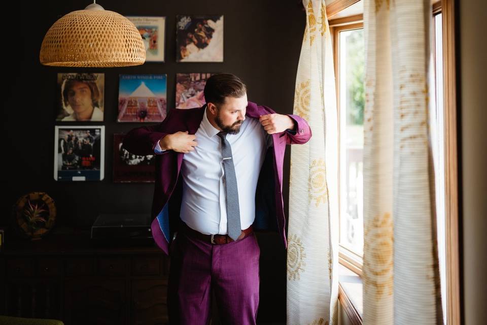 Groom getting ready