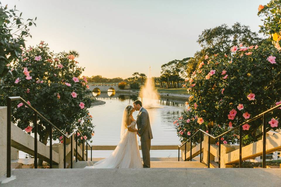 Bride and Groom Sunset Image