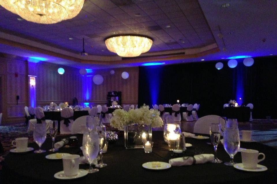 Reception table and centerpiece