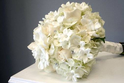 Gardenia, stephanotis, hydrangea bridal bouquet