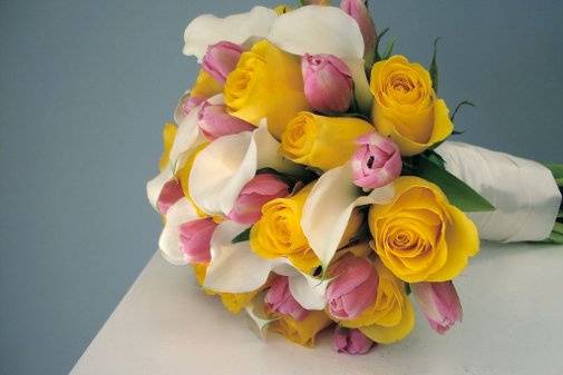 Roses, tulips, calla's bridal bouquet