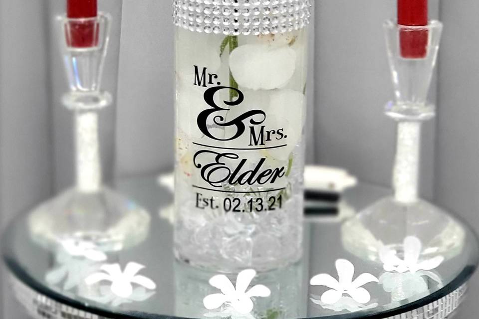 Personalized unity candle vase