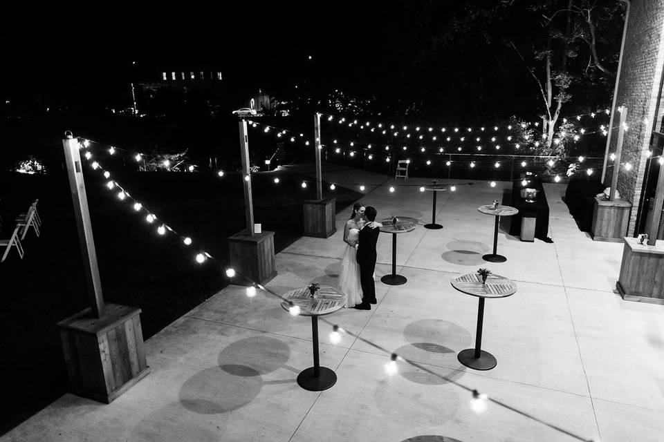 Outdoor Bistro Lights at The Roundhouse in Beacon, NY. Photo by Danfredo Photo.