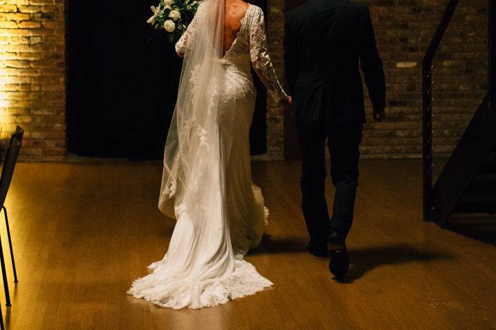 Up-Lights at The Roundhouse in Beacon, NY. Photo by The Ramsdens, Florals by Dark & Diamond Floral Design.