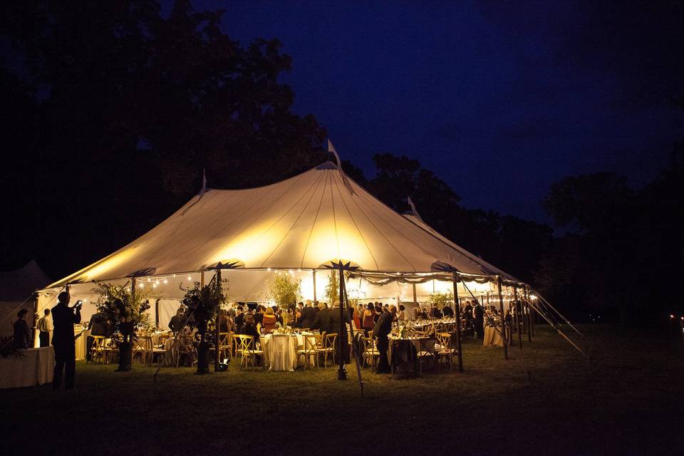 Tent Lighting at The Southwood Estate. Photo by Sarah Greig Photography.