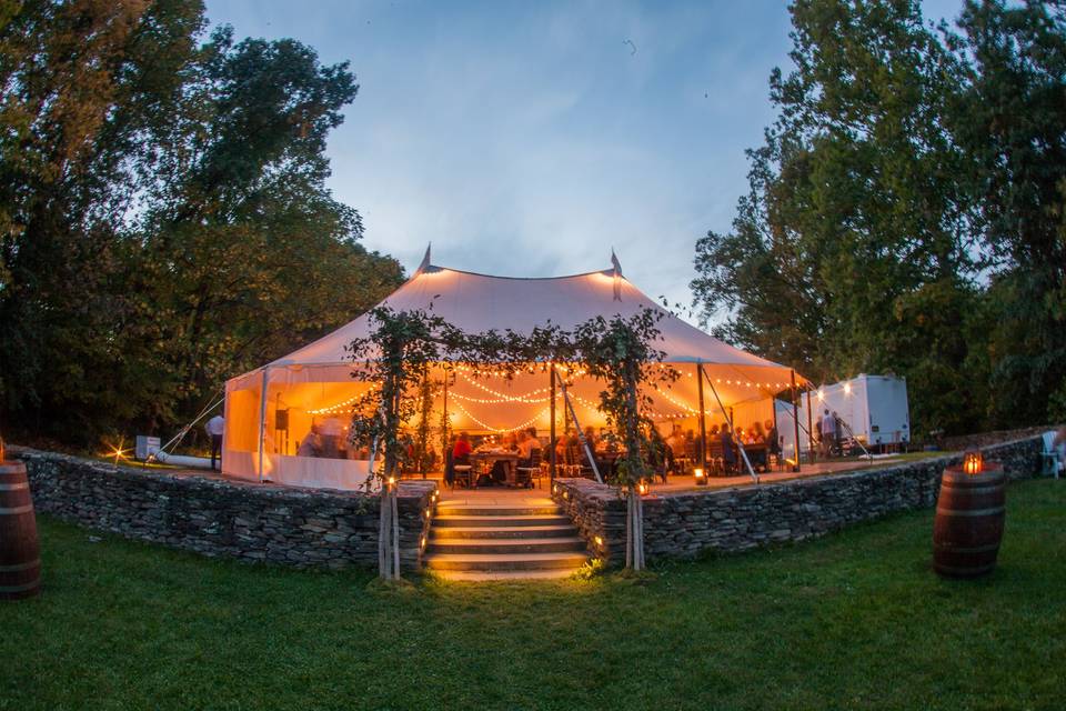 Outdoor Lighting at The Roundhouse in Beacon, NY. Photo by Sarah Tew Photography.