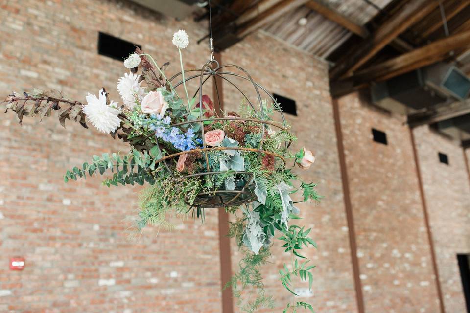 Hanging Metal Décor at The Roundhouse in Beacon, NY. Photo by Hilo & Ginger.