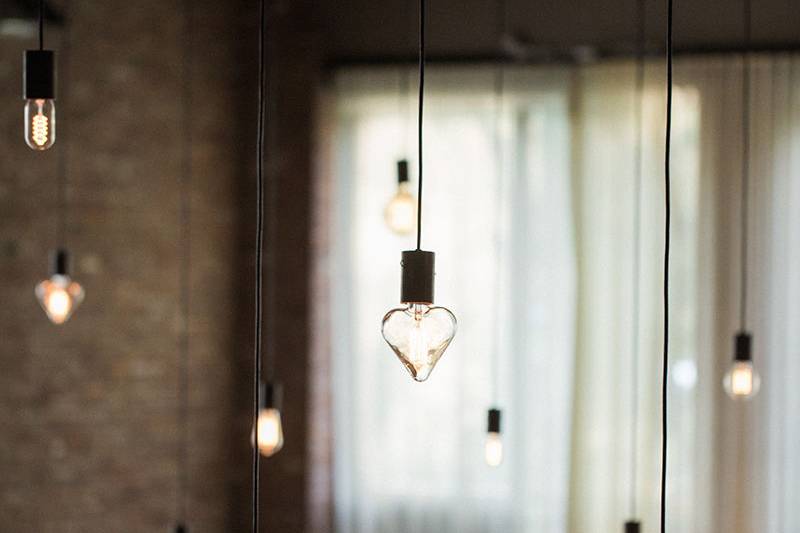 Beam Chandelier at The Roundhouse in Beacon, NY. Photo by Kelly Kolar Photography.