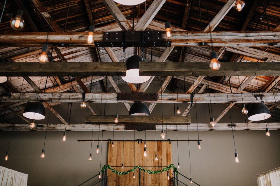 Beam Chandelier at The Roundhouse in Beacon, NY. Photo by Danfedo Photos + Film.