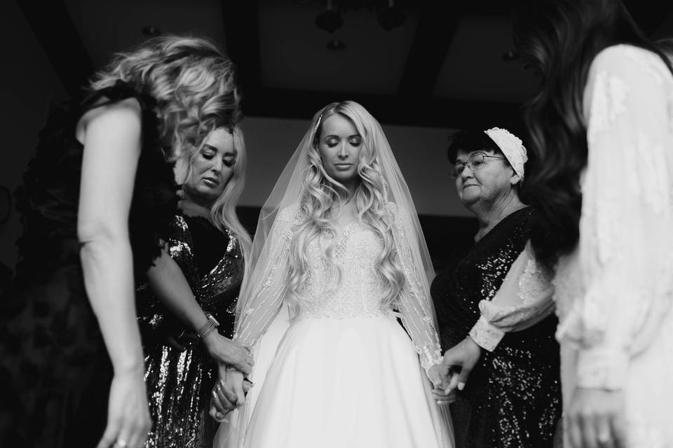 Praying before her walk