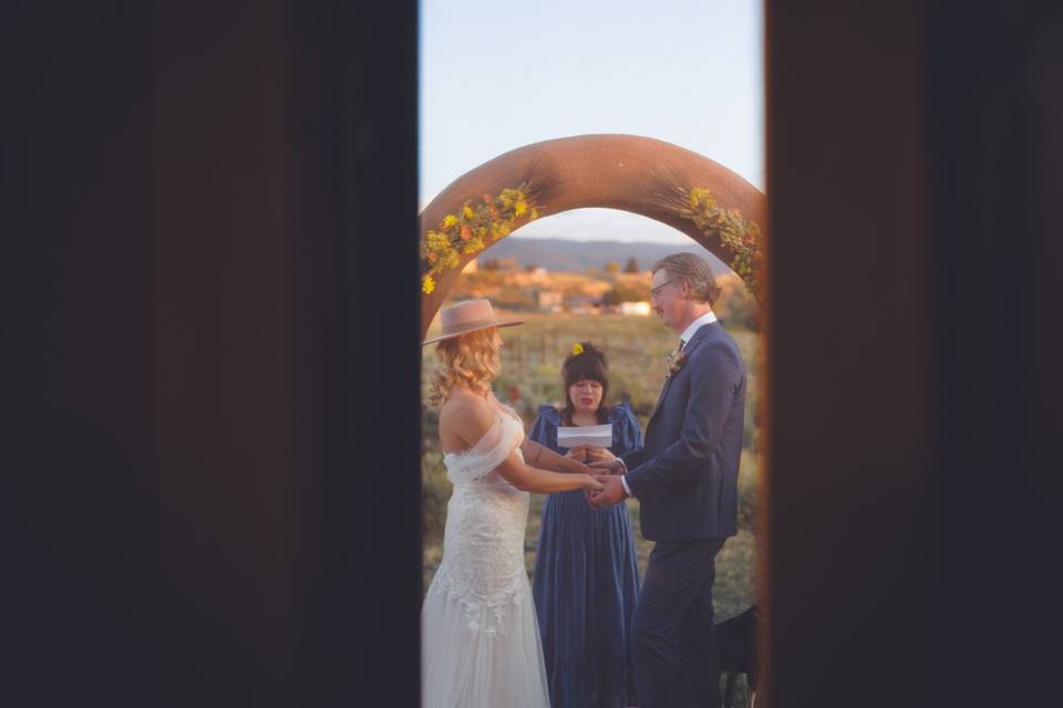 Saying their vows amongst frie