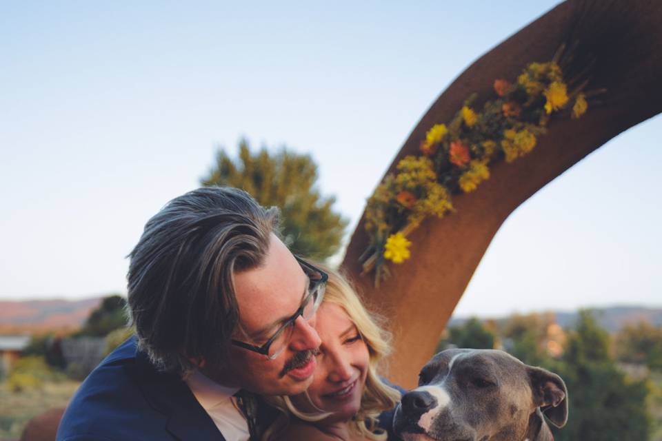 Couple with dog